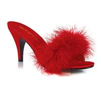 Fabulicious Femme AMOUR-03 Sandales Bout Ouvert, Rouge (Red Satin-Fur), 43 EU