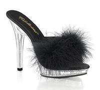 Fabulicious Femme LIP-101-8 Sandales Bout Ouvert, Noir (Blk Satin-Fur/CLR), 39 EU