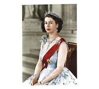 Fabulous Affiche Poster Jeune Queen Elisabeth II Photo Couleur Ancienne Reine 1955 d'Angleterre Vintage