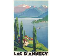 Fabulous Affiche Poster Lac D'Annecy France Affiche Poster Vintage Voyage Art Deco 30's