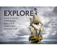 Fabulous Affiche Poster Motivation Explorer/Le Bateau est en Sécurité au Port