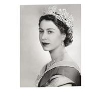 Fabulous Affiche Poster Queen Elisabeth II Portrait Profile Jeune Reine d'Angleterre Noir et Blanc Vintage