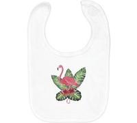 Fabulous Bavoir Coton Bio Flamand Rose et Hibiscus Blanc G