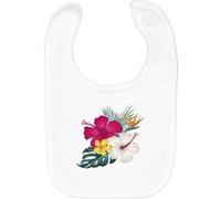 Fabulous Bavoir Coton Bio Hibiscus Fleurs Tropicales Blanc G