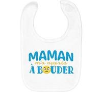 Fabulous Bavoir Coton Bio Maman m'a Appris à Bouder Blanc G