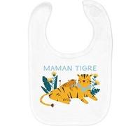 Fabulous Bavoir Coton Bio Maman Tigre et son Bébé Blanc G