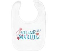 Fabulous Bavoir Coton Bio Mes Amis Marins Blanc G