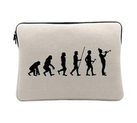 Fabulous Bijoux Housse Ordinateur et Tablette Aspect Lin - Evolution Trompette Orchestre Jazz Musique Instrument Musicien - 14-15 pouces Pochette de Protection PC Portable Imprimé en France