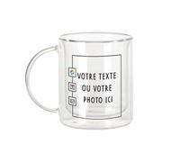 Fabulous Bijoux Mug Verre Double Paroi - Personnalisable Personnalisé avec Votre et Image et Votre Texte - 330ml Isolation Thermique