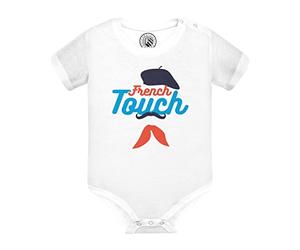 Fabulous Body Bébé Manche Courte Blanc French Touch Moustache Beret Bébé