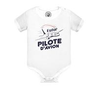 Fabulous Body Bébé Manche Courte Blanc Futur Pilote d'Avion Métier de Rêve Ciel