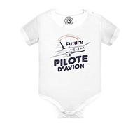 Fabulous Body Bébé Manche Courte Blanc Future Pilote d'Avion Métier de Rêve Ciel
