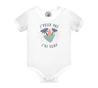 Fabulous Body Bébé Manche Courte Blanc J'Peux Pas J'ai Surf Mer Sport Planche Vague