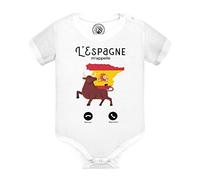 Fabulous Body Bébé Manche Courte Blanc L'Espagne M'Appelle Drapeau Taureau Corrida