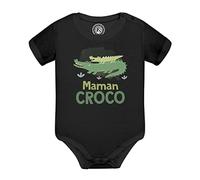 Fabulous Body Bébé Manche Courte Noir Maman Croco et son Bébé Crocodile Dessin Illustration