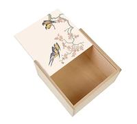 Fabulous Boite Coffret en Bois - Hirondelles et Sakura Illustration Japonais Traditionel Design Estampe (11 x 11 x 3,5 cm)