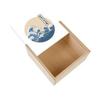 Fabulous Boite Coffret en Bois - Hokusai Grandes Vagues Japon Asie Culture Mer (11 x 11 x 3,5 cm)