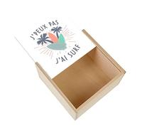 Fabulous Boite Coffret en Bois - J'Peux Pas J'ai Surf Mer Sport Planche Vague (11 x 11 x 3,5 cm)