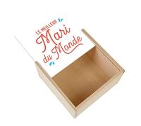 Fabulous Boite Coffret en Bois - Le Meilleur Mari du Monde Famille Mariage Epoux (11 x 11 x 3,5 cm)