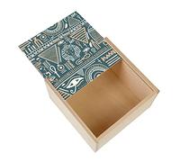 Fabulous Boite Coffret en Bois - Motif Hieroglyphes Sombre Egyptiens Ancien Symboles Antiquité Egypte Pharaons (11 x 11 x 3,5 cm)