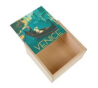 Fabulous Boite Coffret en Bois - Venise Italie Affiche Poster Vintage Voyage Art Deco 30's (11 x 11 x 3,5 cm)