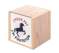 Fabulous Boite en Bois Coffret - J'Peux Pas J'ai Equitation Cheval Poney Dressage (10 x 10 x 10 cm)