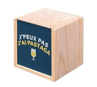 Fabulous Boite en Bois Coffret - J'Peux Pas J'ai Pastaga Pastis Marseille Apéro (10 x 10 x 10 cm)
