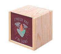 Fabulous Boite en Bois Coffret - J'Peux Pas J'ai Surf Mer Sport Planche Vague (10 x 10 x 10 cm)