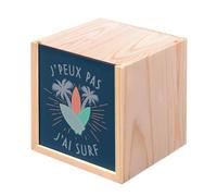 Fabulous Boite en Bois Coffret - J'Peux Pas J'ai Surf Mer Sport Planche Vague (10 x 10 x 10 cm)