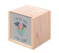 Fabulous Boite en Bois Coffret - J'Peux Pas J'ai Surf Mer Sport Planche Vague (10 x 10 x 10 cm)