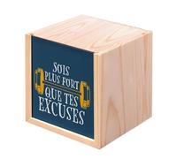 Fabulous Boite en Bois Coffret - Soit plus Fort que tes Excuses Sport Fitness Muscu Workout (10 x 10 x 10 cm)