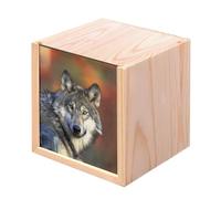 Fabulous Boite en Bois Coffret - Tete de Loup Vie Animale Nature Sauvage Prédateur (10 x 10 x 10 cm)