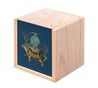 Fabulous Boite en Bois Coffret - Vaisseau Tortue Collage Art Surréalisme Jules Verne Fantastique (10 x 10 x 10 cm)
