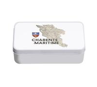Fabulous Boite en Métal Blanc - Charente Maritime 17 Departement La Rochelle Carte Ancienne - 11 x 18,5 x 5,5 cm - Boite de rangement, clé, outils, boite à Lunch, Sucre, Biscuit