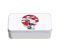 Fabulous Boite en Métal Blanc - Samurai Soleil Levant Japon Asie Culture Arts Martiaux - 11 x 18,5 x 5,5 cm - Boite de rangement, clé, outils, boite à Lunch, Sucre, Biscuit