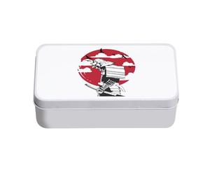 Fabulous Boite en Métal Blanc - Samurai Soleil Levant Japon Asie Culture Arts Martiaux - 11 x 18,5 x 5,5 cm - Boite de rangement, clé, outils, boite à Lunch, Sucre, Biscuit