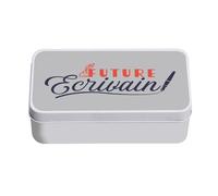 Fabulous Boite en Métal Gris - Future Ecrivain Littérature Métier Passion - 11 x 18,5 x 5,5 cm - Boite de rangement, clé, outils, boite à Lunch, Sucre, Biscuit