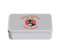 Fabulous Boite en Métal Gris - Têtu Comme une Mule Expression Humour - 11 x 18,5 x 5,5 cm - Boite de rangement, clé, outils, boite à Lunch, Sucre, Biscuit