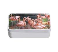 Fabulous Boite en Métal Groupe de Flamants Roses Peche Dans une Mare - 11 x 18,5 x 5,5 cm - Boite de rangement, clé, outils, boite à Lunch, Sucre, Biscuit