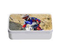 Fabulous Boite en Métal Motocross dans le Sable Desert Course Moto - 11 x 18,5 x 5,5 cm - Boite de rangement, clé, outils, boite à Lunch, Sucre, Biscuit