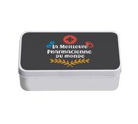 Fabulous Boite en Métal Noir - La Meilleure Pharmacienne du Monde Pharmacie Médicament Santé - 11 x 18,5 x 5,5 cm - Boite de rangement, clé, outils, boite à Lunch, Sucre, Biscuit