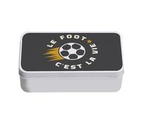 Fabulous Boite en Métal Noir - Le Foot c'est la Vie Sport Football Ballon Equipe - 11 x 18,5 x 5,5 cm - Boite de rangement, clé, outils, boite à Lunch, Sucre, Biscuit