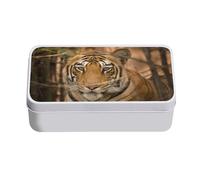 Fabulous Boite en Métal Regard de Tigre au Repos Vie Sauvage dans la Nature - 11 x 18,5 x 5,5 cm - Boite de rangement, clé, outils, boite à Lunch, Sucre, Biscuit