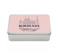 Fabulous Boite en Métal Rose - Bordeaux Minimalist Ville France Vin Voyage - 11 x 18,5 x 5,5 cm - Boite de rangement, clé, outils, boite à Lunch, Sucre, Biscuit