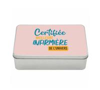 Fabulous Boite en Métal Rose - Certifiée meilleure Infirmiere de l'univers Hopital Medecine - 11 x 18,5 x 5,5 cm - Boite de rangement, clé, outils, boite à Lunch, Sucre, Biscuit