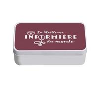 Fabulous Boite en Métal Rouge - La Meilleure Infirmière du Monde Soin Hopital Docteur Medecine - 11 x 18,5 x 5,5 cm - Boite de rangement, clé, outils, boite à Lunch, Sucre, Biscuit