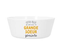Fabulous Bol Repas Bébé et Enfant Plastique - Cette Fille est une Grande Soeur Géniale Famille - Vaisselle Incassable pour Purée, Soupe, Céréales ou Goûter Compatible Micro-ondes Imprimé en France