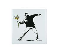 Fabulous Carreau Céramique Décoratif 15,2 x 15,2 cm - Banksy Rage The Flower Thrower Fleurs Street Art Graffiti