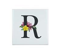 Fabulous Carreau Céramique Décoratif 20 x 20 cm - R Rose Romy Romane Lettre Alphabet Prénom Fleurs