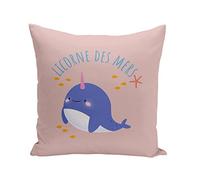 Fabulous Coussin 40x40 cm Licorne des Mers Narval Dessin Illustration Mignon